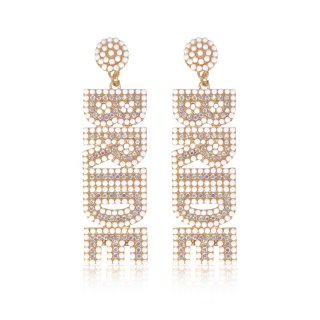 GroomBrideGifts Bride Earrings - Bride Gifts for Bachelorette Outfit Accessories - Dangle Earrings for Bride